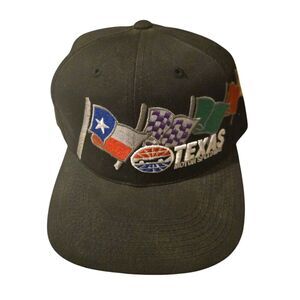 Vintage Texas Motor Speedway Snapback 90's Black Cap Flags Racing Y2K